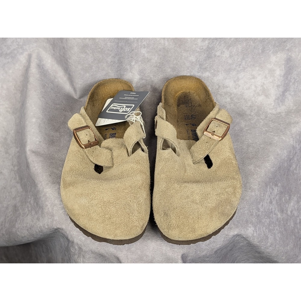 Birkenstock Taupe Suede Clogs - Picture 2 of 6